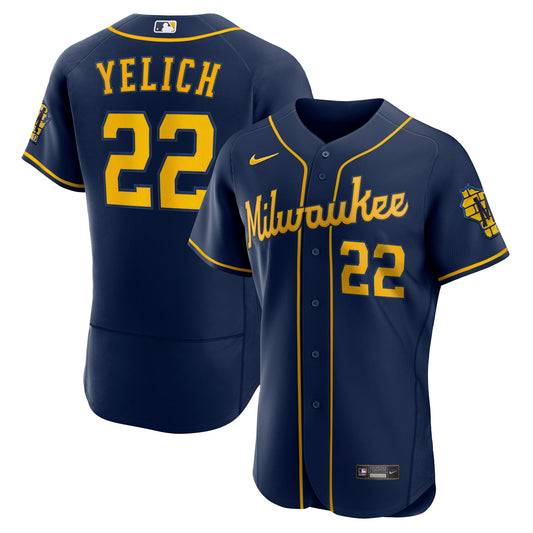 Christian Yelich Milwaukee Brewers Nike Alternate Authentic Player Jersey - Navy